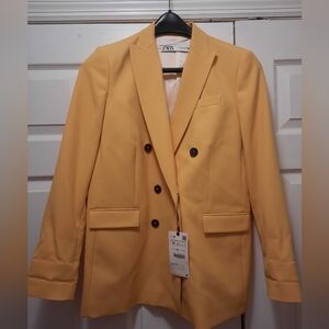 Zara Yellow Double-Breasted Blazer